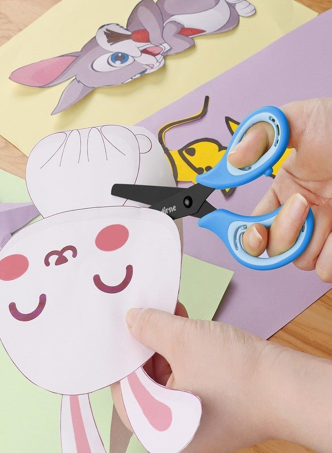 Asdirne Kids Scissors - Safety Children Scissors with Blunt Tip Stainless Steel Blades and Soft Grip, Great for Home and School, Blue, 13.5cm - Image 2